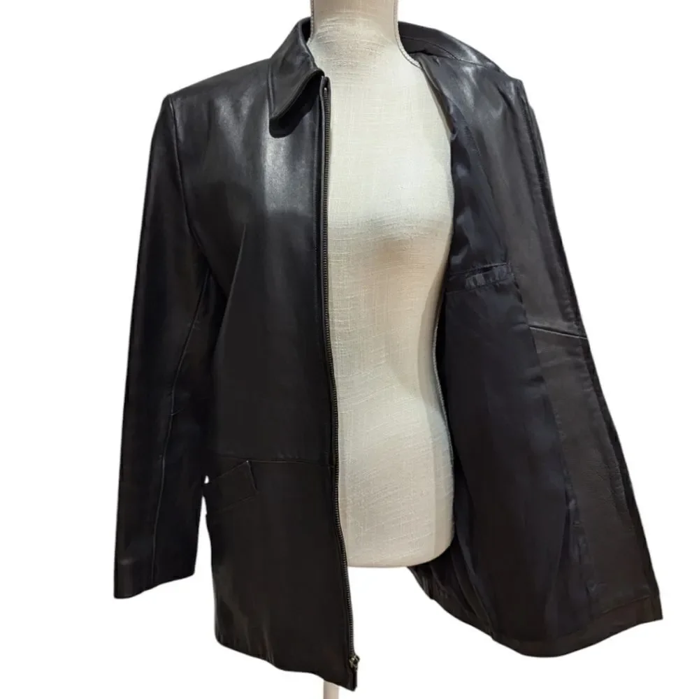 VTG Y2K Golden Bear San Francisco Women's M Leather Hip Length Zipper Jacket